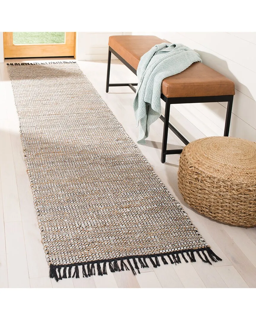 Woven Rug - Silver, Leather image
