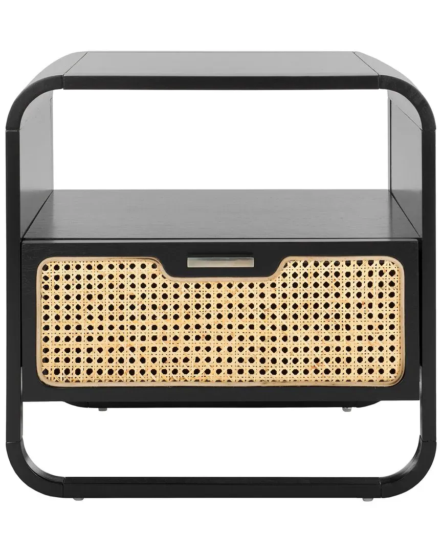 Yates 1-Drawer Nightstand - Black, Rattan image