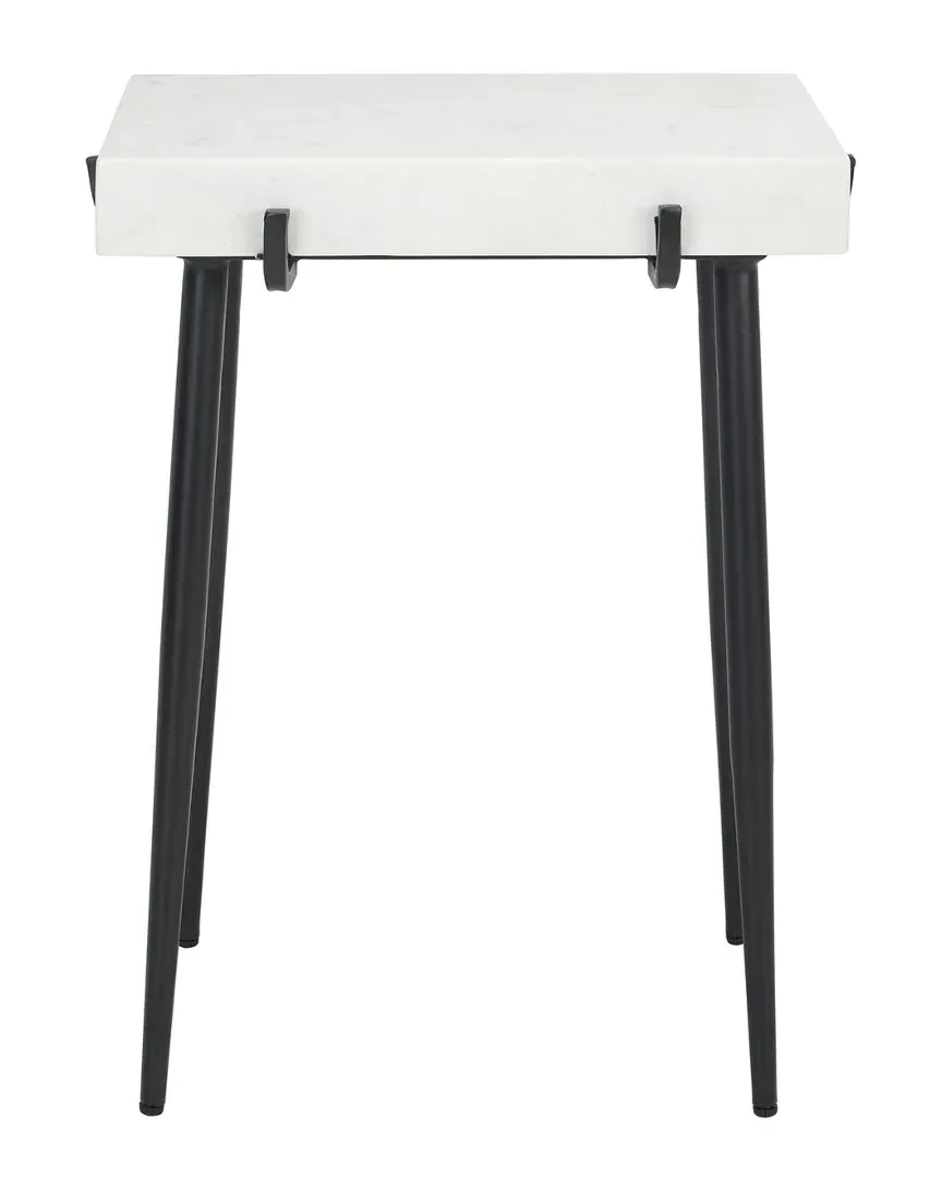 Yuki Stone Top Accent Table - White, Marble image