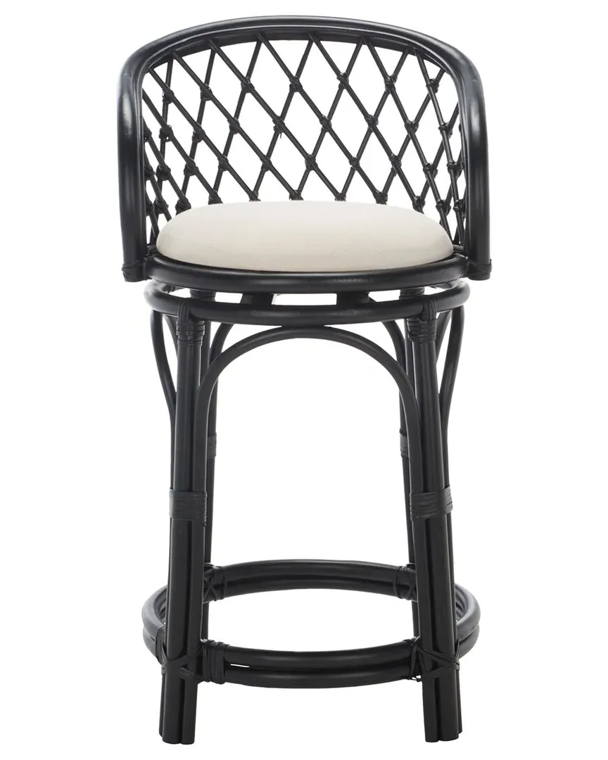 Yuta Rattan Counter Stool with Cushion - Black
