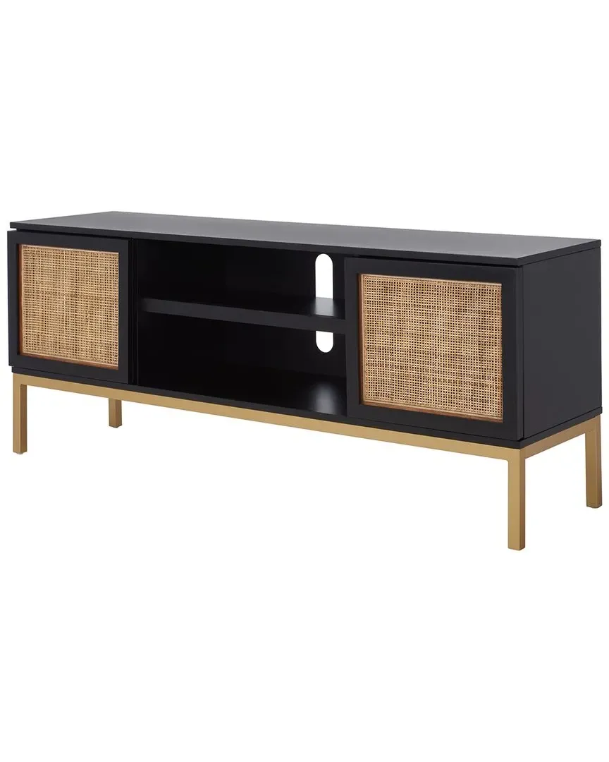 Zadie 1-Shelf Media Stand - Black, Rattan image