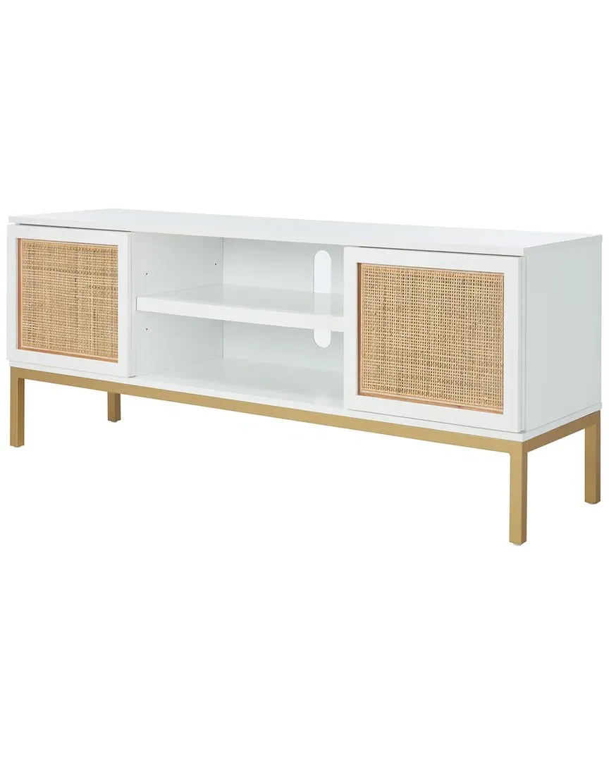 Zadie 1-Shelf Media Stand - White, Rattan