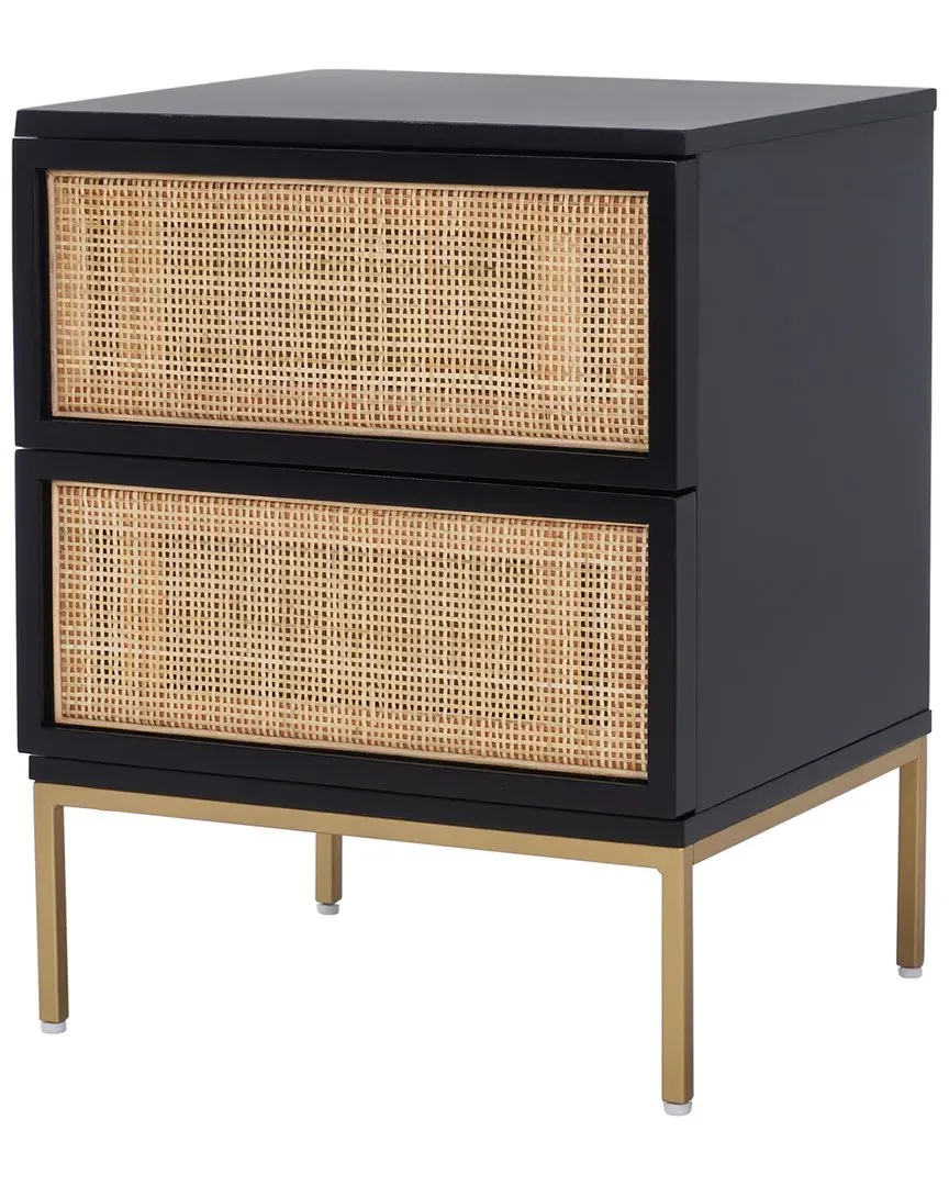 Zadie 2-Drawer Nightstand - Black, Rattan