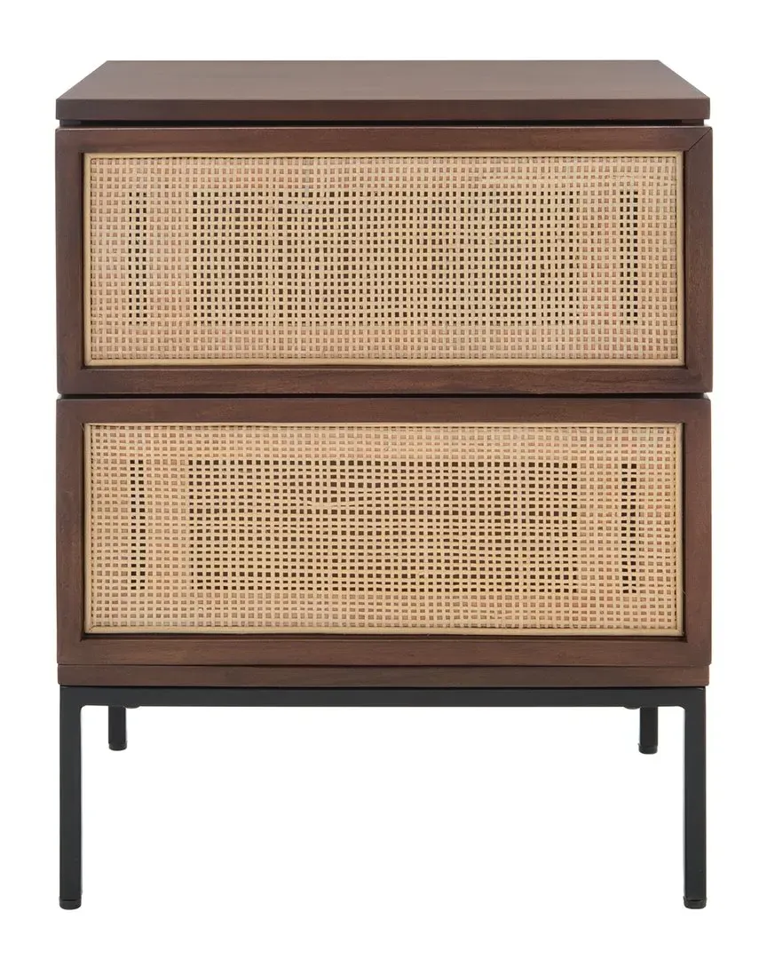 Zadie 2-Drawer Nightstand - Walnut, Rattan image