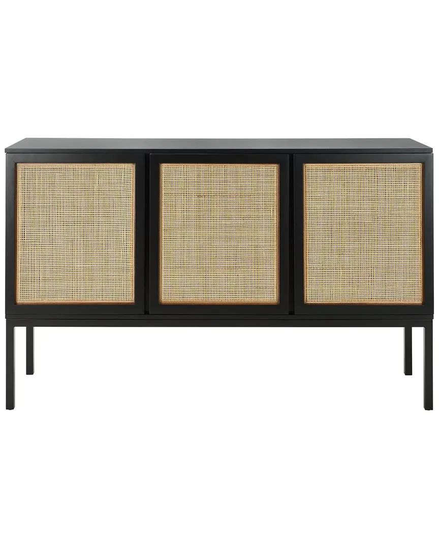 Zadie 2-Shelf Rattan Sideboard - Black