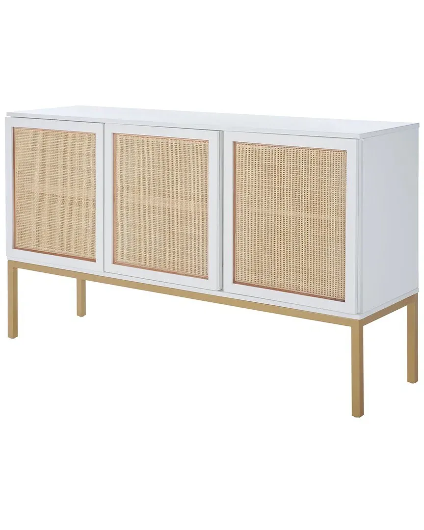 Zadie 2-Shelf Rattan Sideboard - White