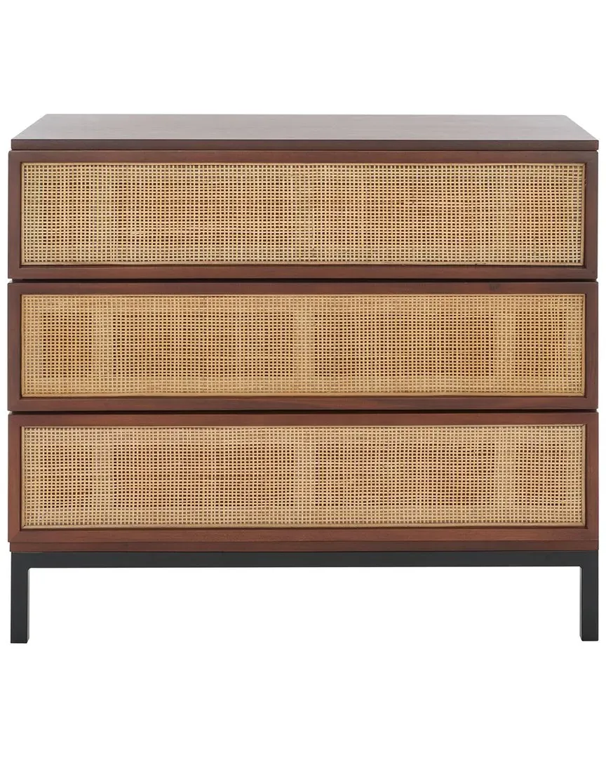 Zadie 3-Drawer Chest - Walnut, Rattan image