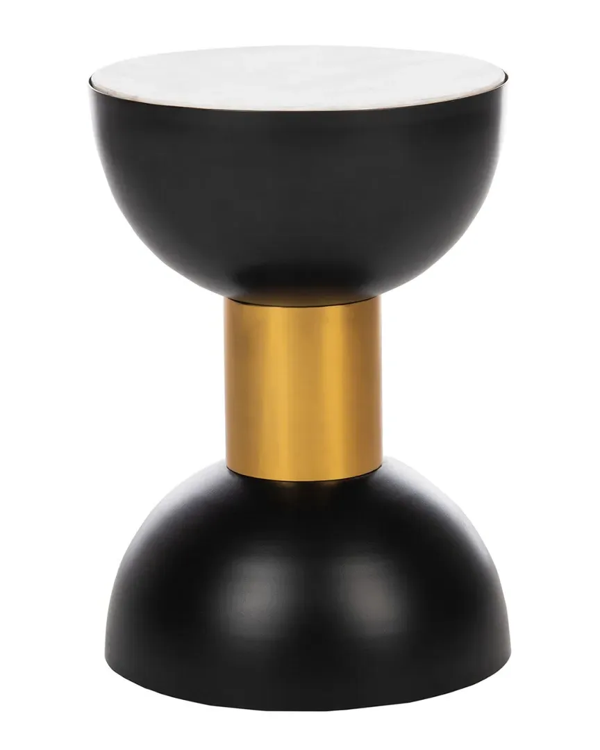 Zephyr Round Accent Table - White, Marble