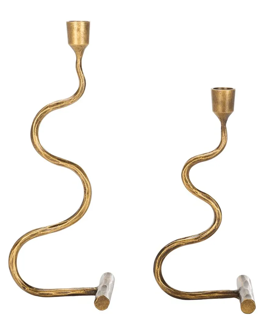 Zobi Set of 2 Taper Candlesticks - Gold, Metal image