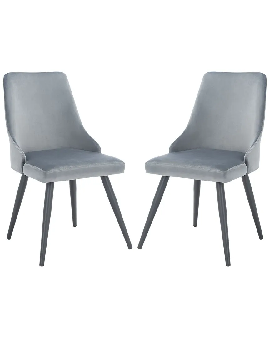 Zoi Set of 2 Upholstered Dining Chairs - Grey, Velvet
