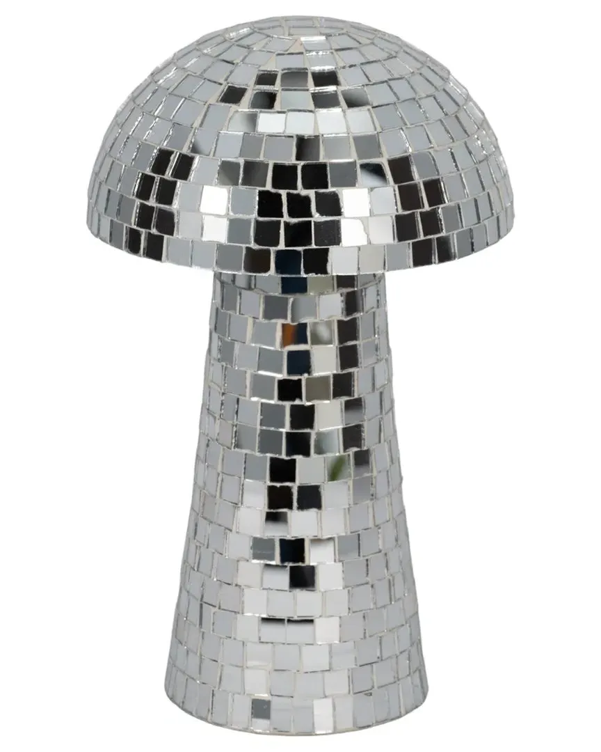 10in Mosaic Mushroom Decor - Silver, Metal
