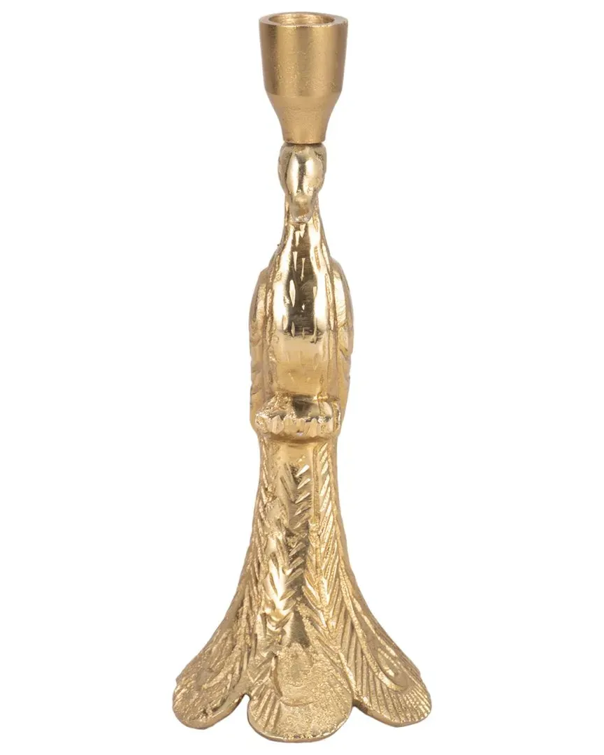10in Peacock Taper Candle Holder - Gold, Metal