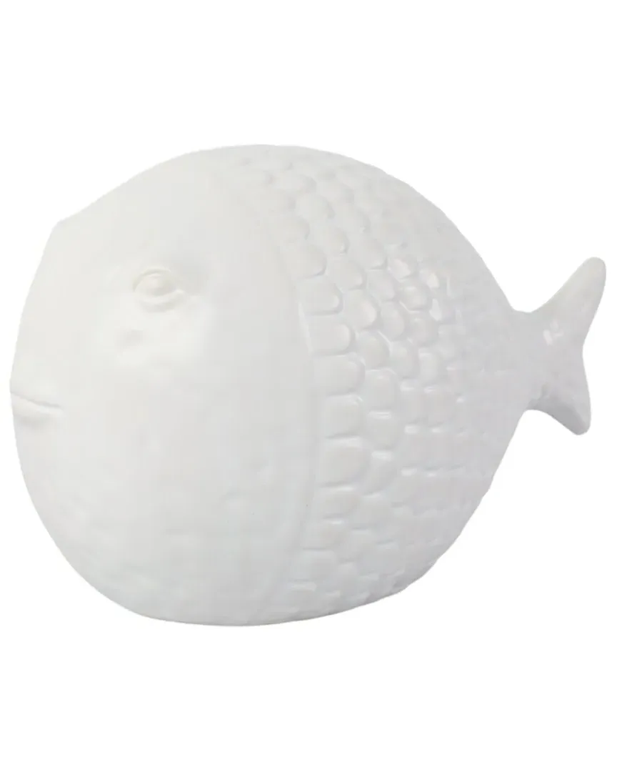10in Scaled Fish Figurine - White, Stoneware image