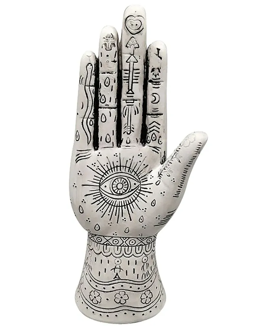 10in Tattoo Hand Accent - White, Polyresin