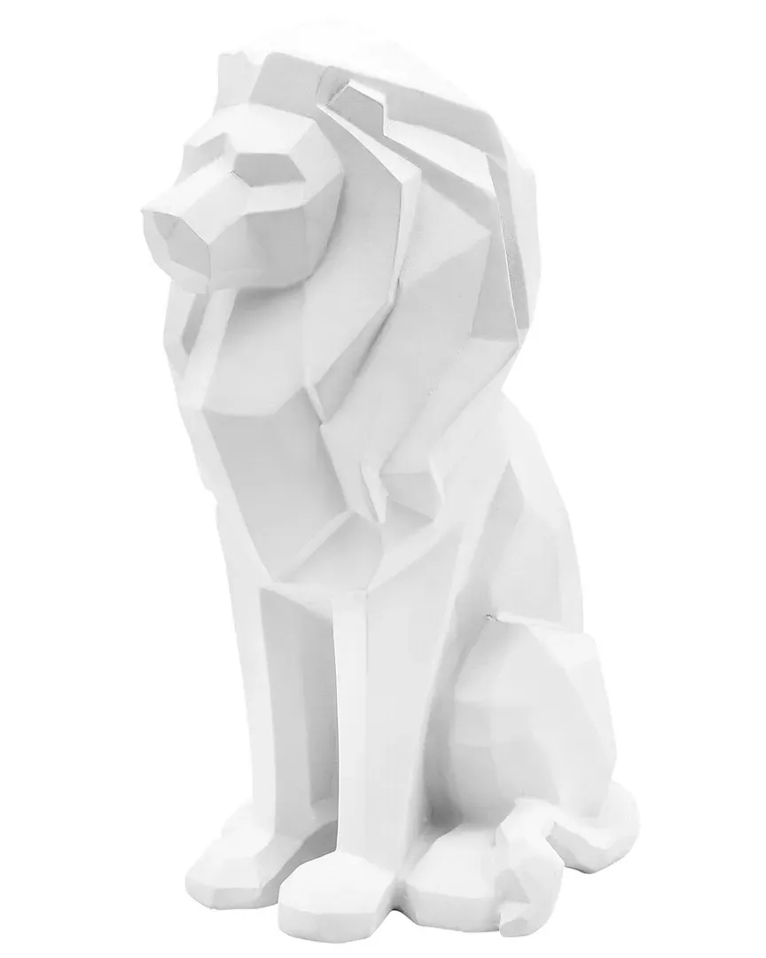 11in Sitting Lion Figure - White, Polyresin image