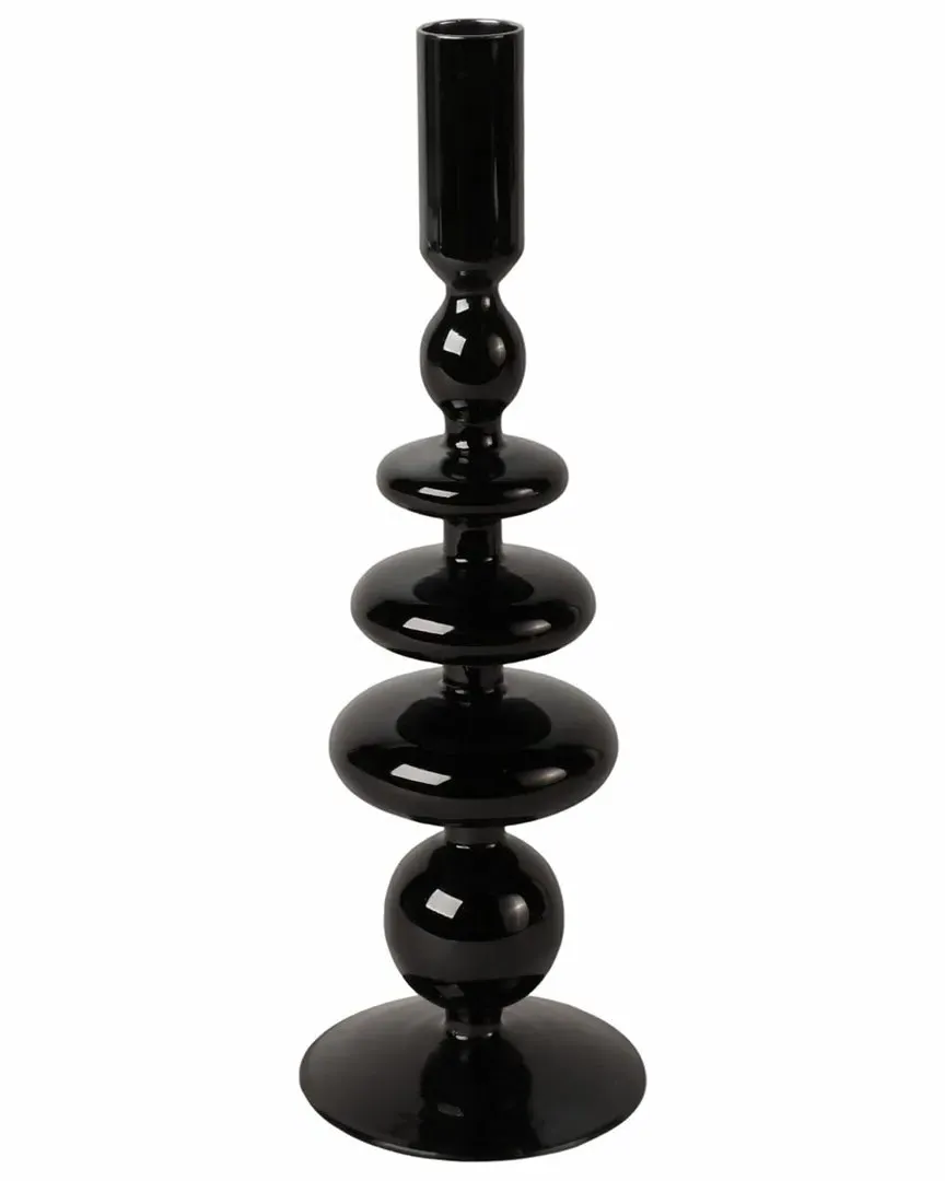 11in Taper Candle Holder - Black, Glass