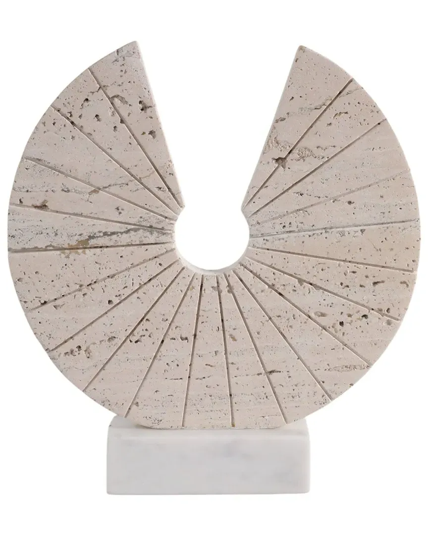 11x10in Open Circle on Marble Base - Tan, Travertine