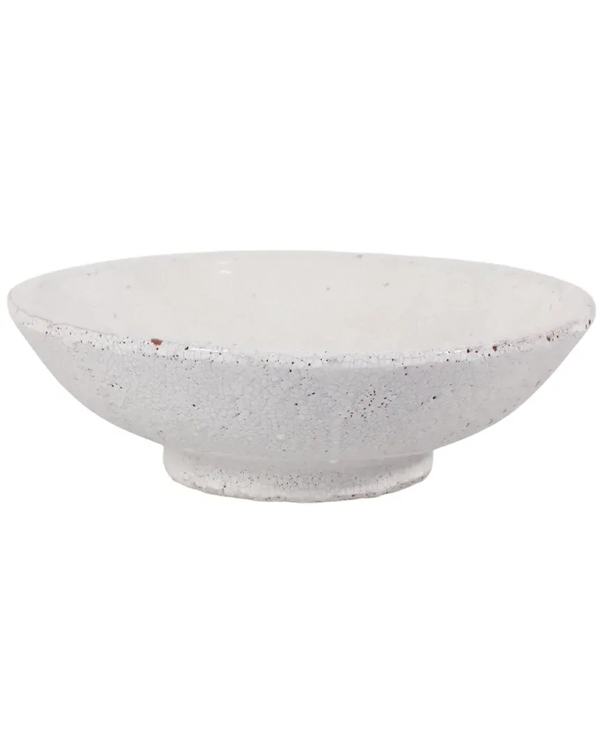 12in Crackle Finish Bowl - White, Pottery image