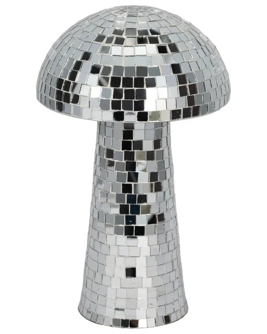 12in Mosaic Mushroom Decor - Silver, Metal