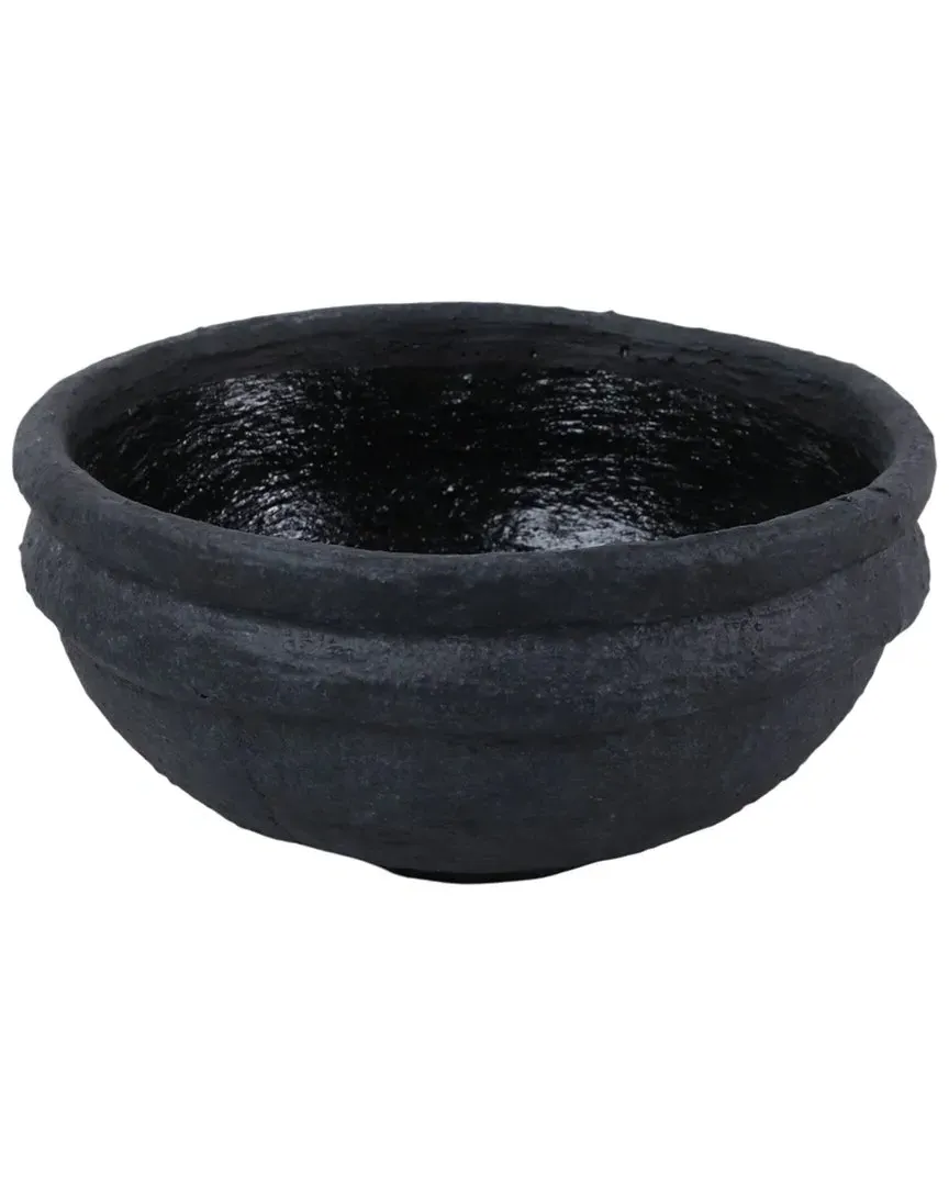 12in Textured Terracotta Bowl - Black image