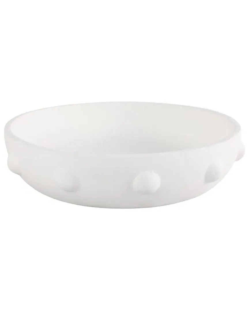 13in Clay Beaded Bowl - White image