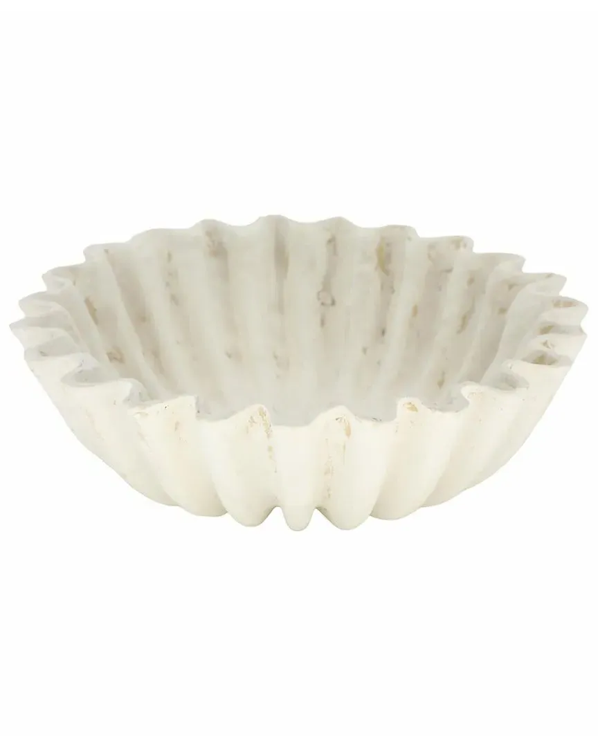 13in Fluted Paper Mache Bowl - Ivory