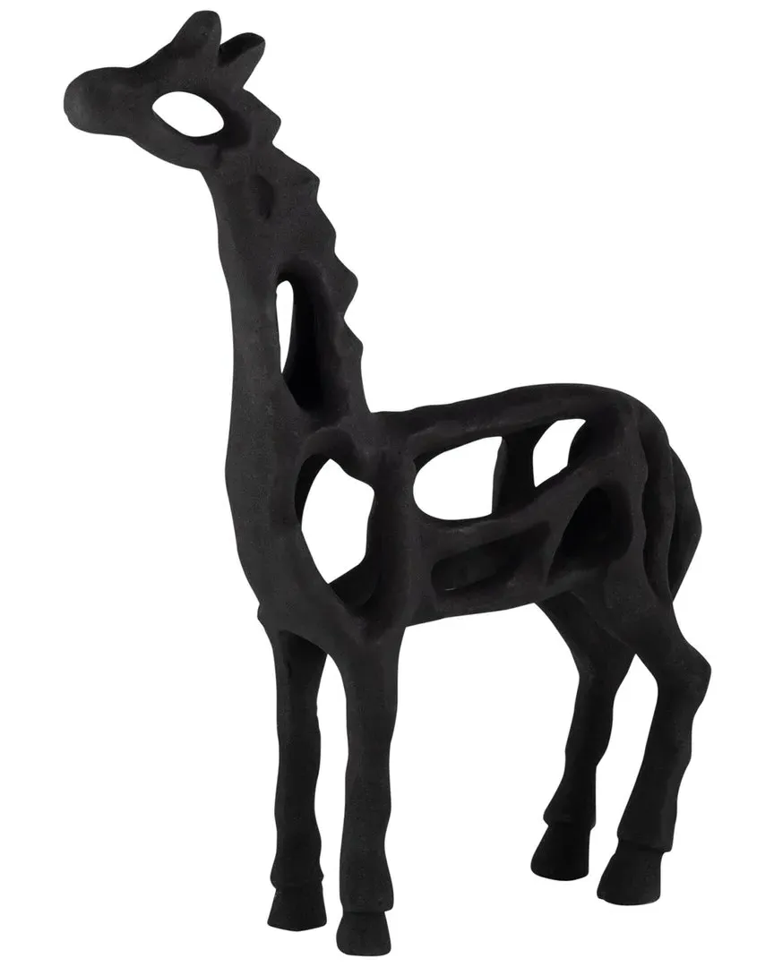 13in Giraffe Illusion Sculpture - Black, Aluminum image
