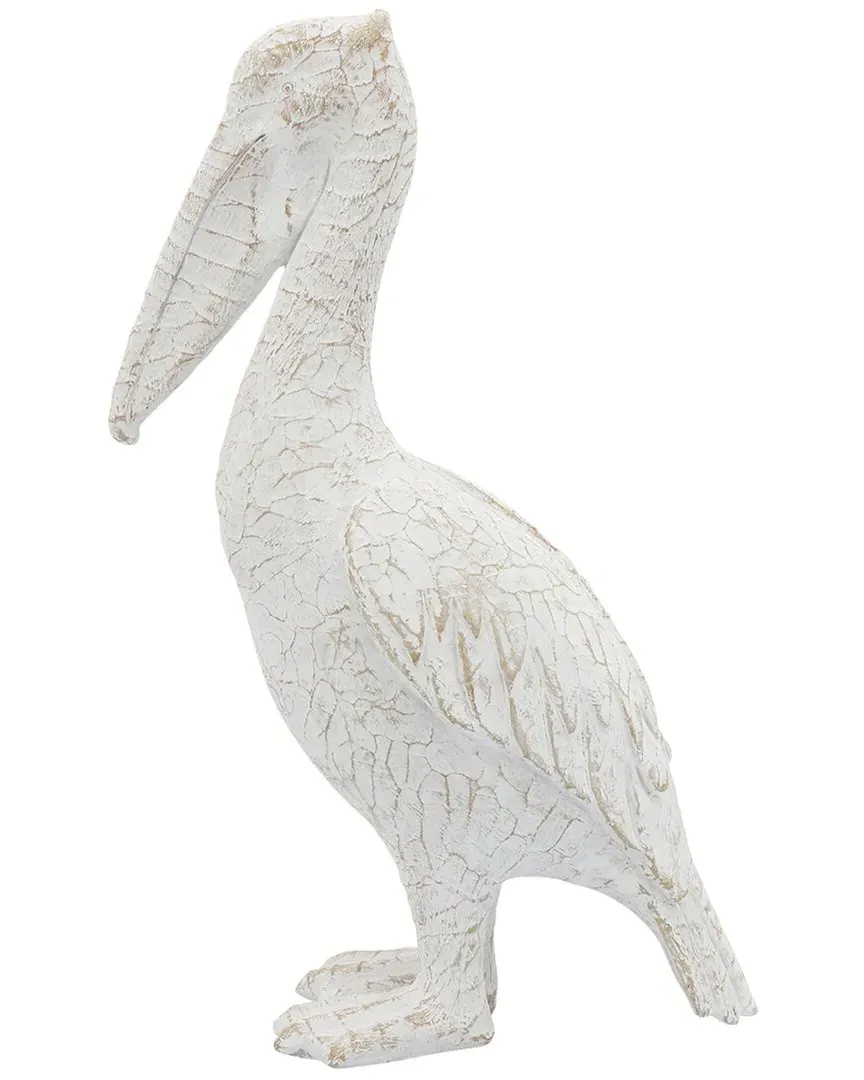 14in Ceramic Standing Pelican - White image