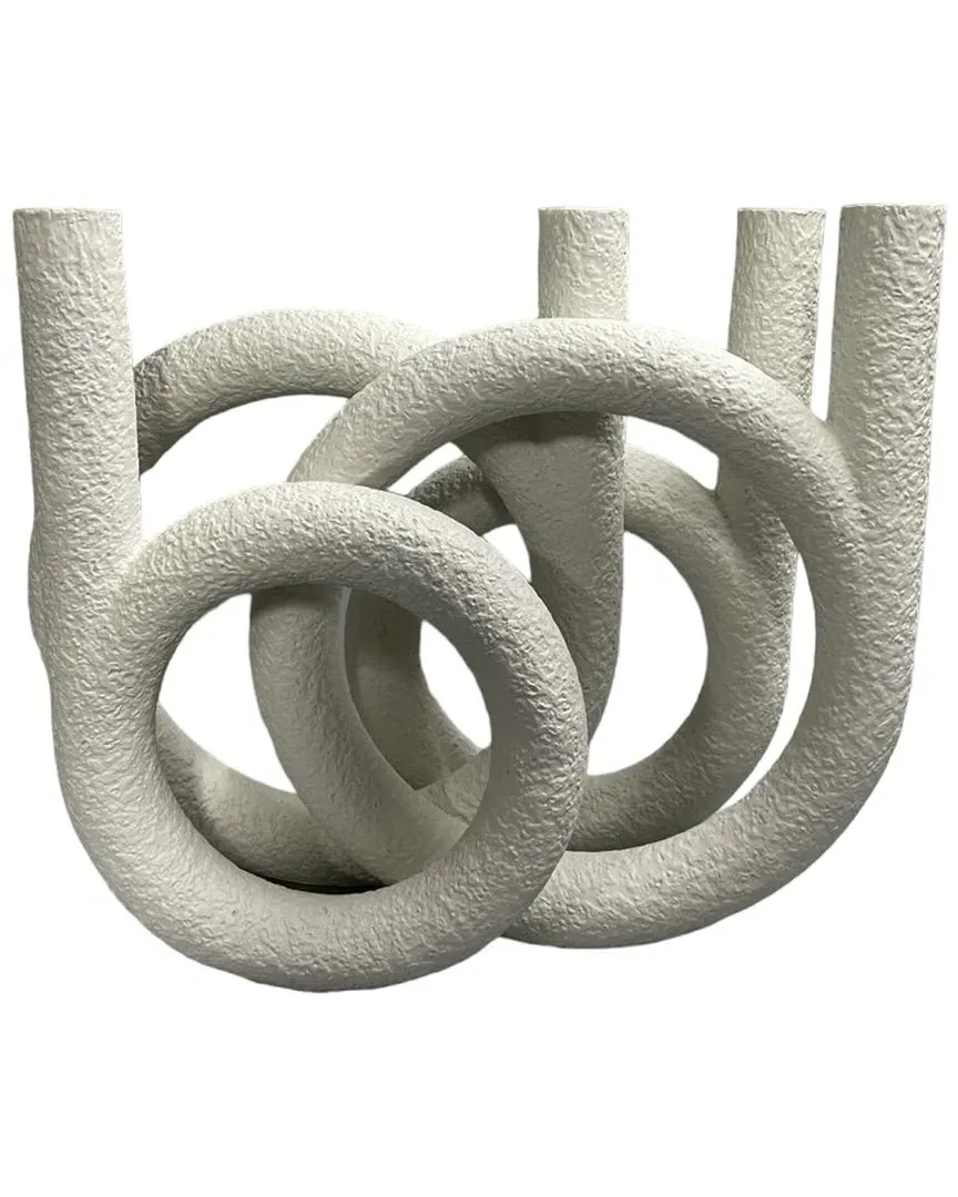 15in Looped 4-Taper Candleholder - White, Polyresin image