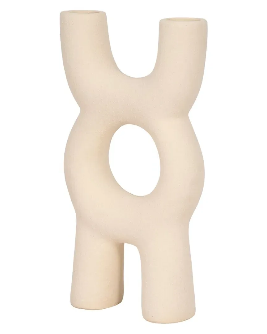 15in Totem Object with Sand Glaze - Ivory, Stoneware image