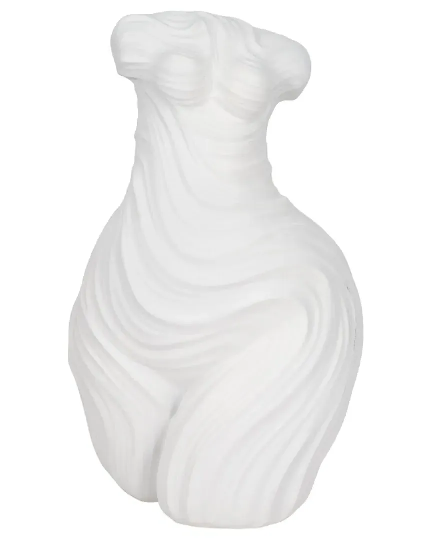16in Curvy Ribbed Sculpture - White, Resin