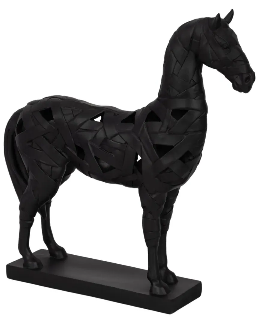 17in Horse Sculpture on Base - Black, Resin image