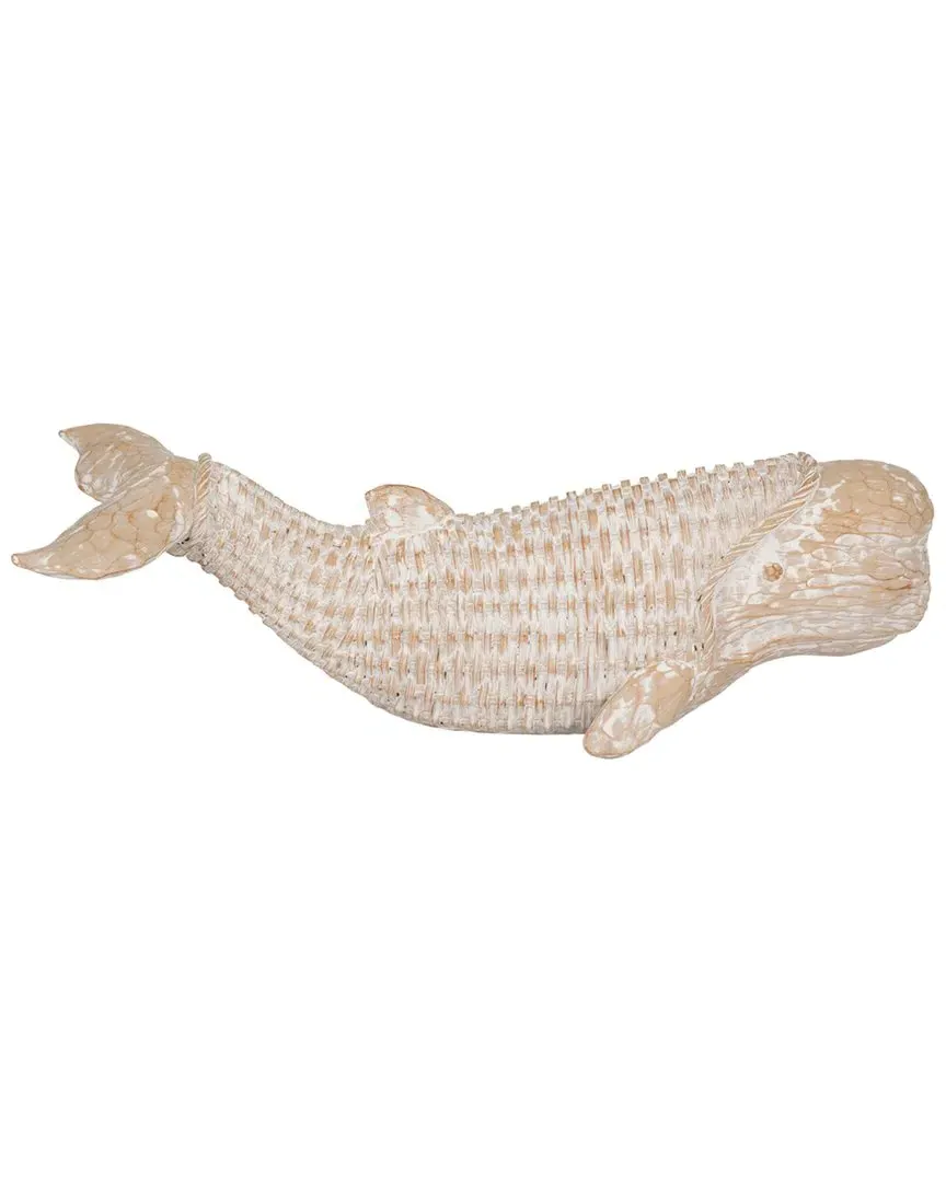 17in Wicker Beluga Whale Accent - White, Polyresin image