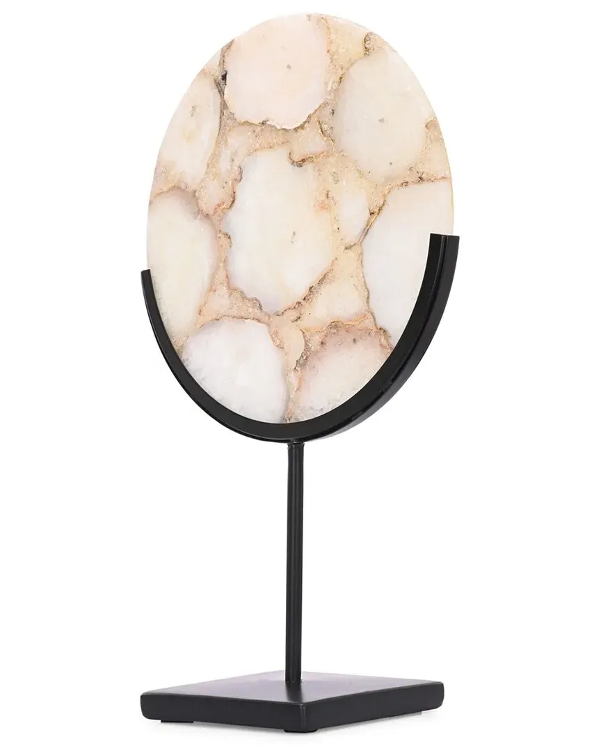17x10in Agate Disc on Stand - Ivory