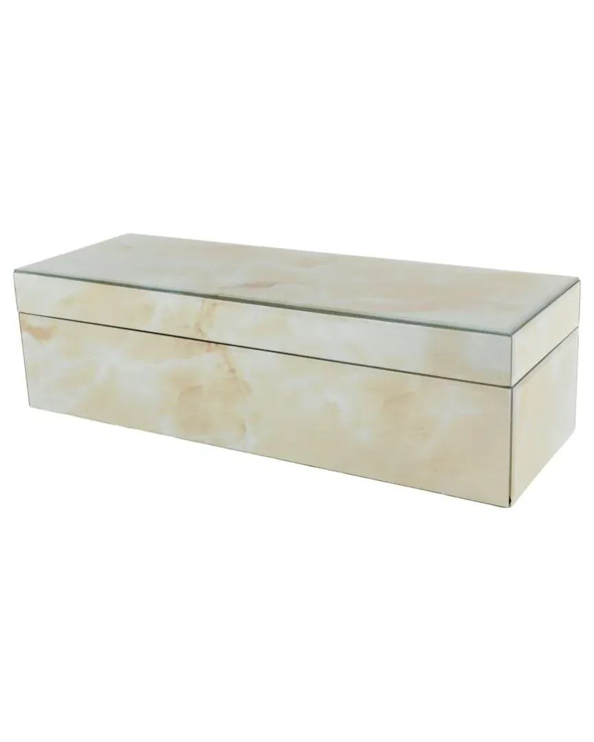 17x6in Marbled Glass Box - Ivory image