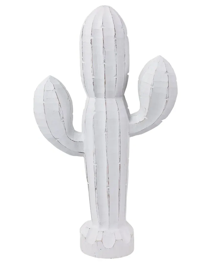 18in Wooden Cactus Decor - Brown image