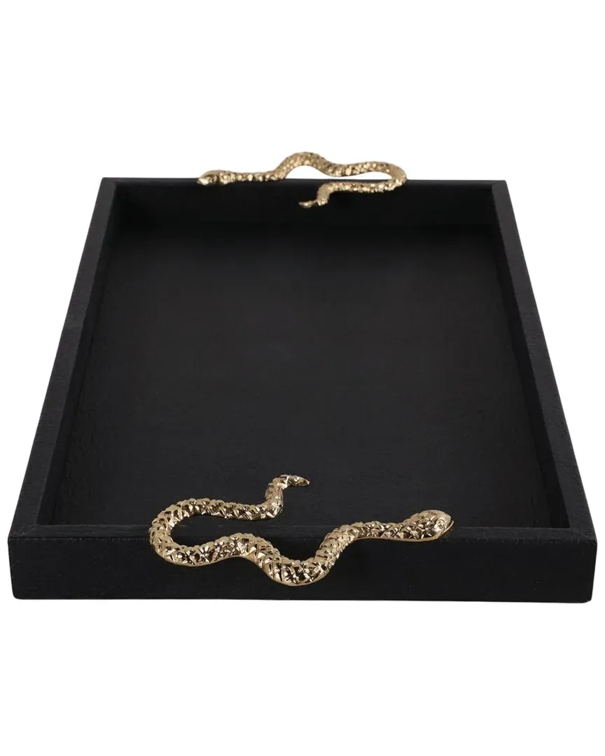 19x12in Snake Tray - Black, Wood image
