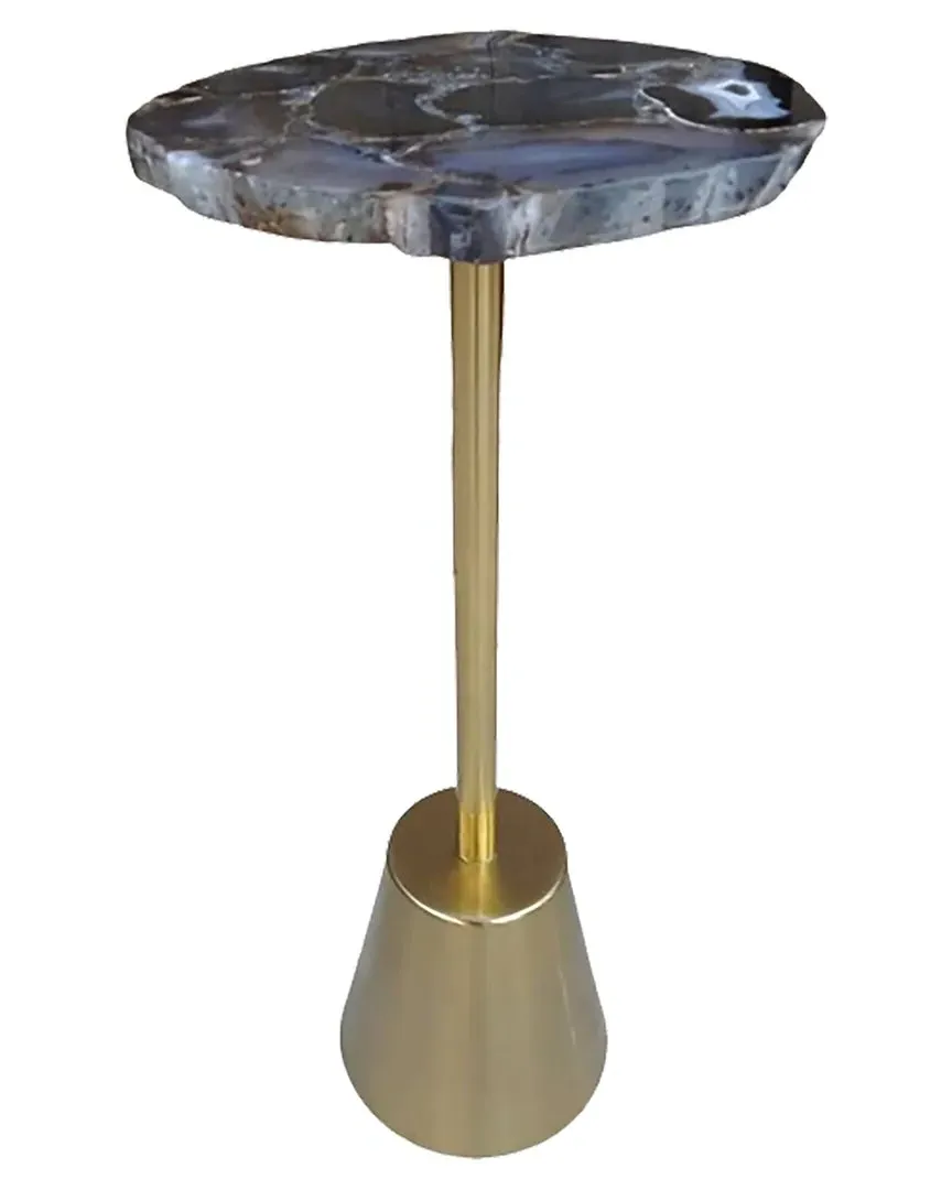24in Rough Edge Agate Top Accent Table - Gold, Iron image