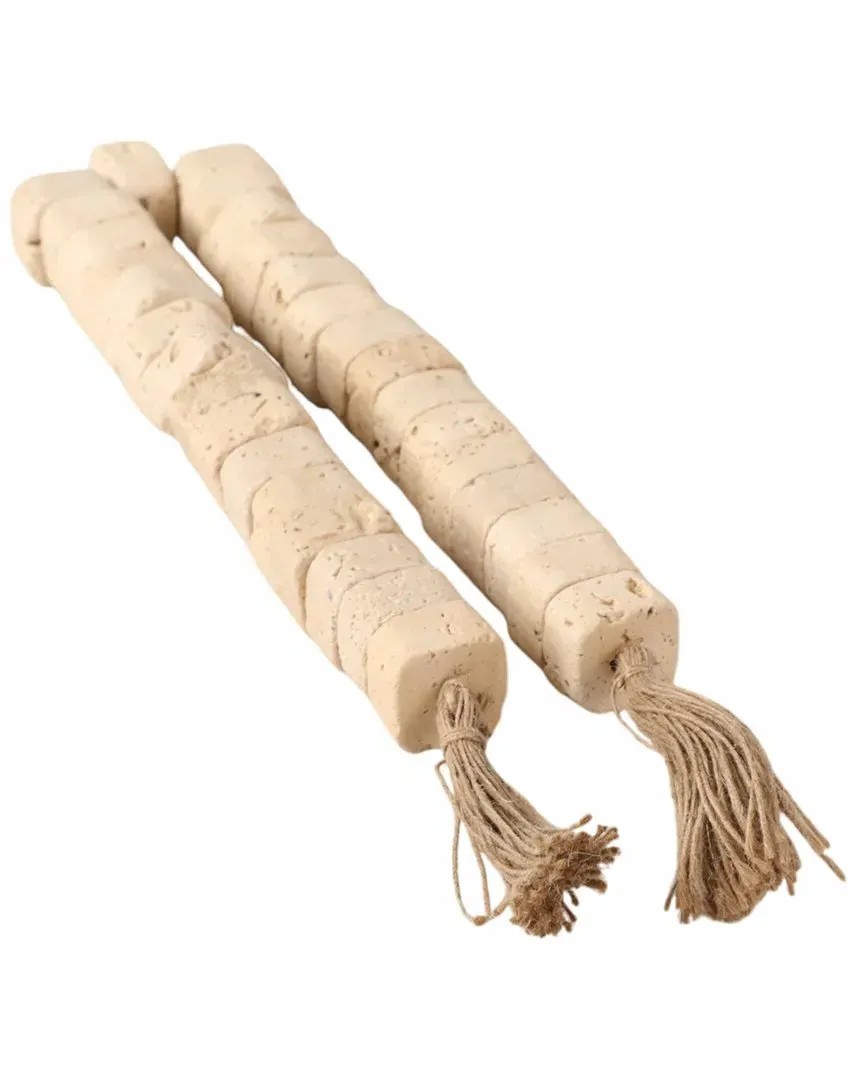 26in Travertine Beaded Garland - Tan, Stone image