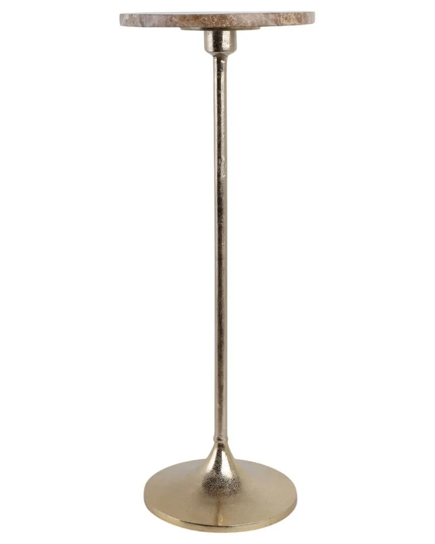 27in Marble Top Drink Table - Tan, Metal