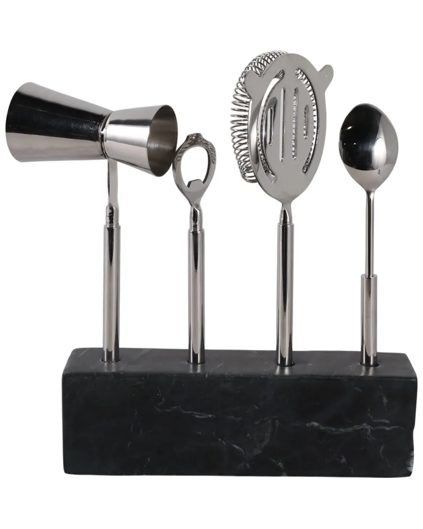 4-Piece Bar Utensil Set - Black, Stone image