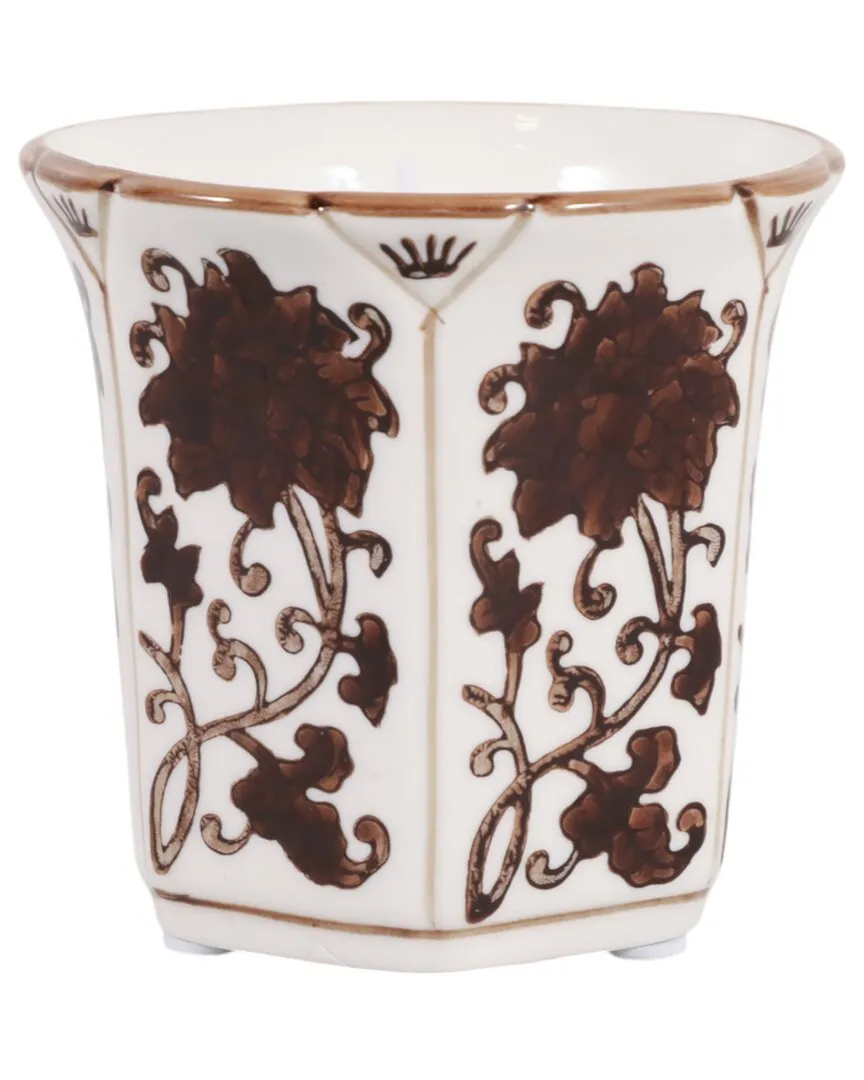 4in 6oz Fluted Chinoiserie Candle - Brown, Stoneware