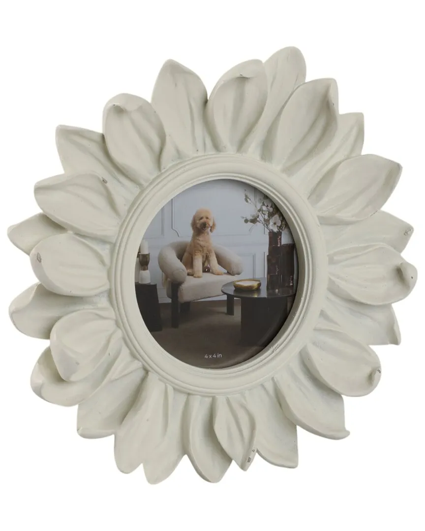 4x4in Sunflower Photo Frame - Ivory, Polyresin