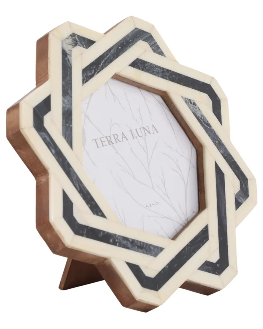 4x4in Woven Resin Inlay Photo Frame - Ivory, Resin image