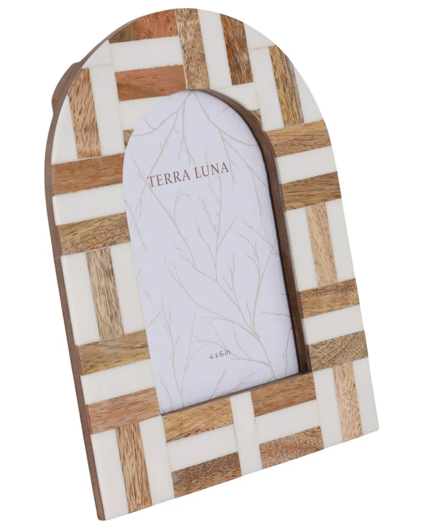 4x6 Photo Frame - Ivory, Wood Inlay image