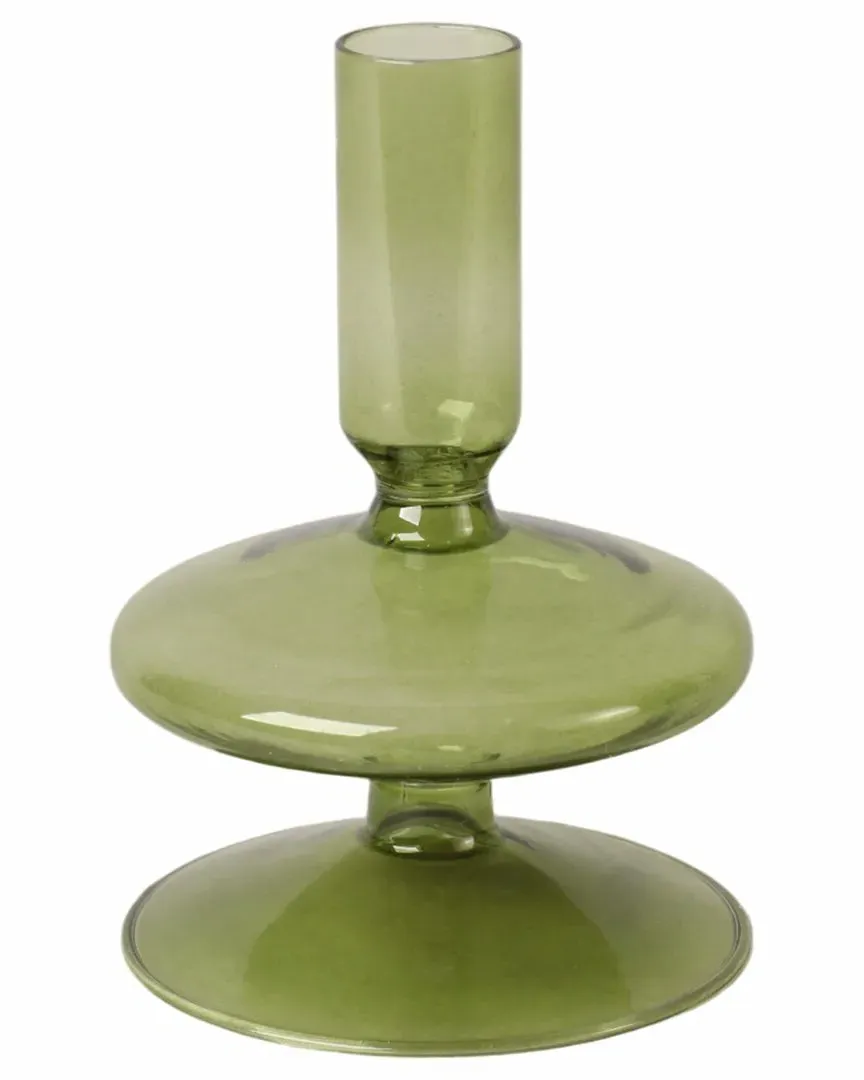 5in Taper Candle Holder - Green, Glass