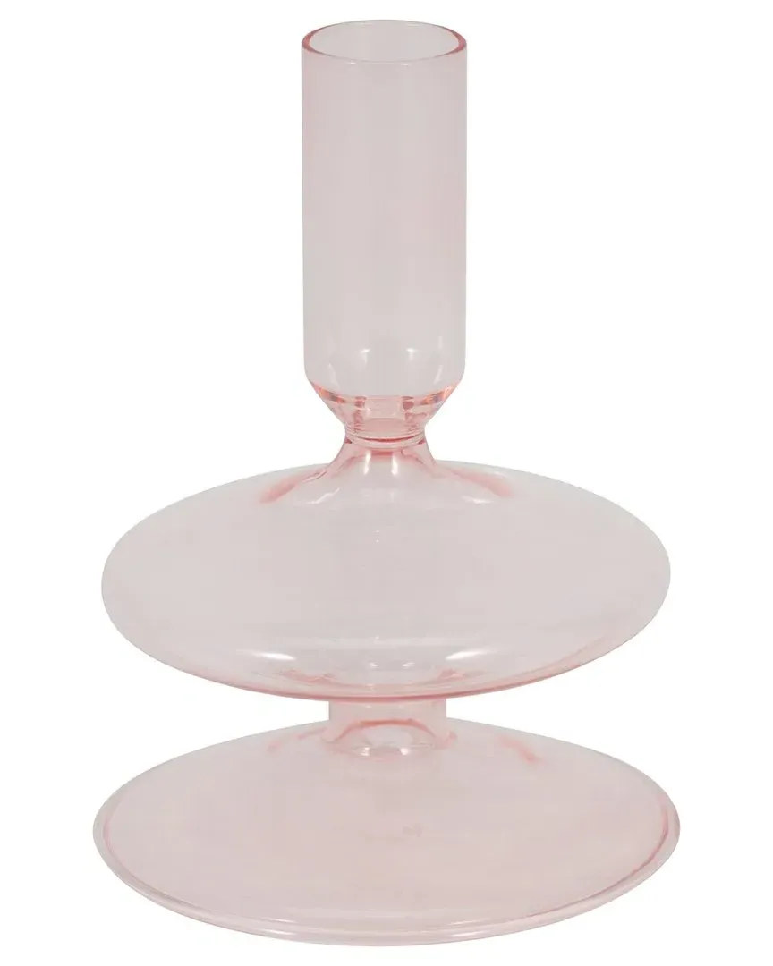 5in Taper Candle Holder - Pink, Glass