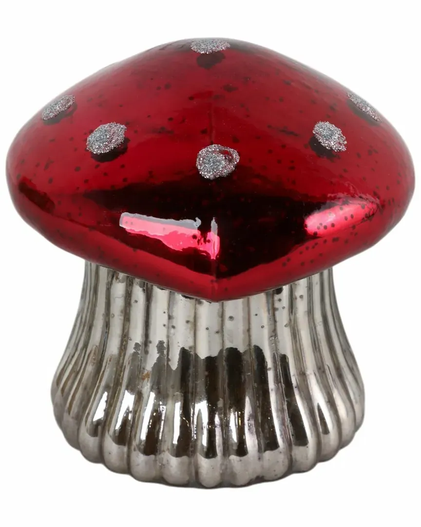 6in Cinnamon Mushroom Candle - Red, Glass image