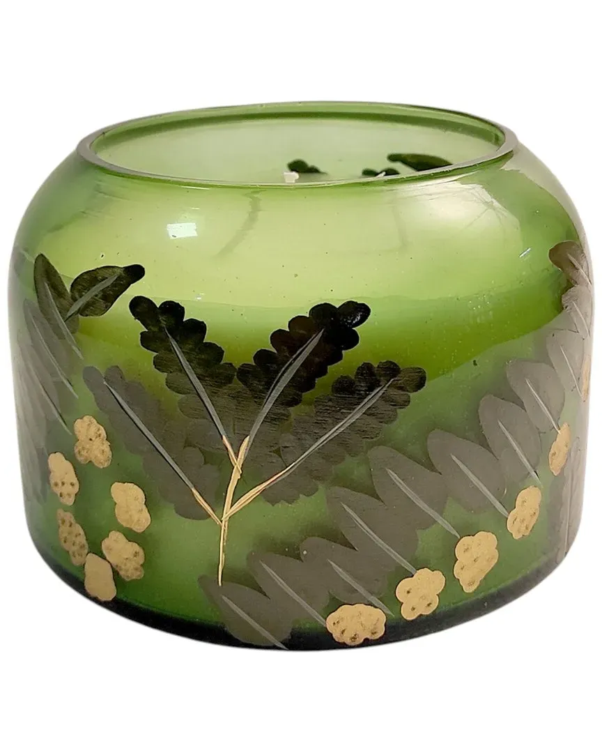 6in Gardenia Floral Pattern Candle - Green, Wax