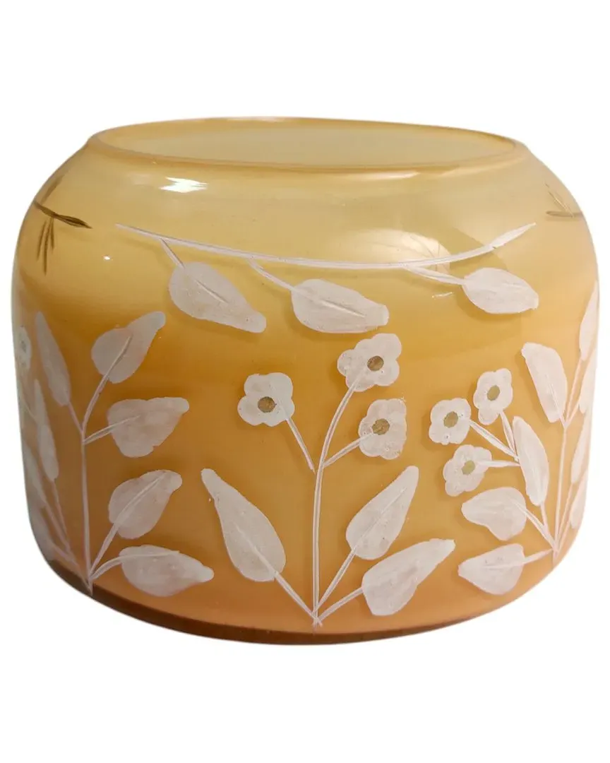 6in Jasmine Floral Pattern Candle - Orange, Wax